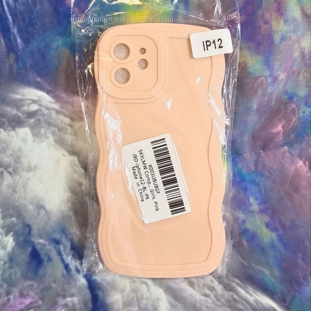 New Pink‎ Iphone 12 phone case curly soft silicone